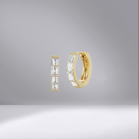 Baguette Diamond Huggies