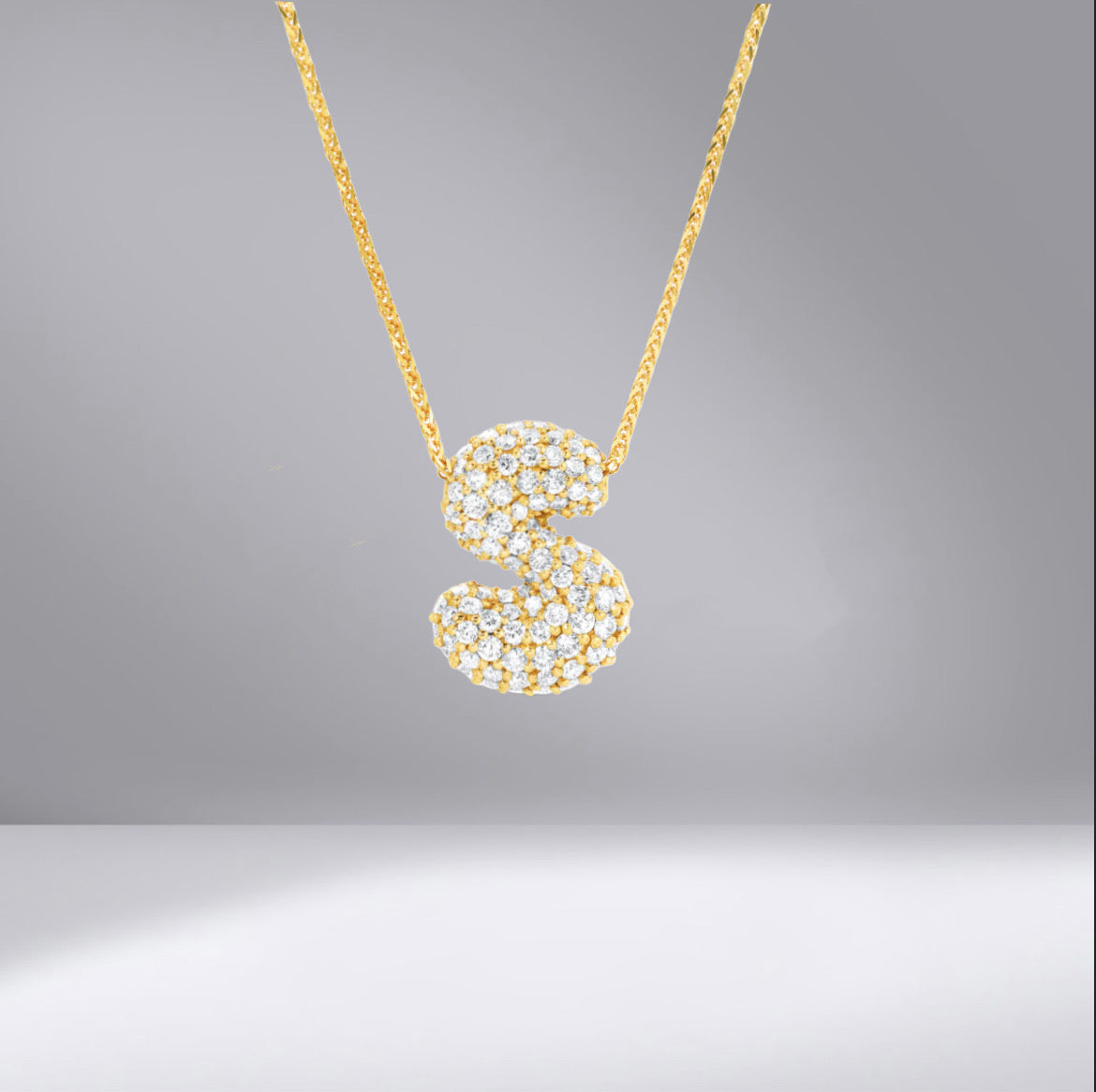 Mini Diamond Bubble Letter Necklace – Shanstones