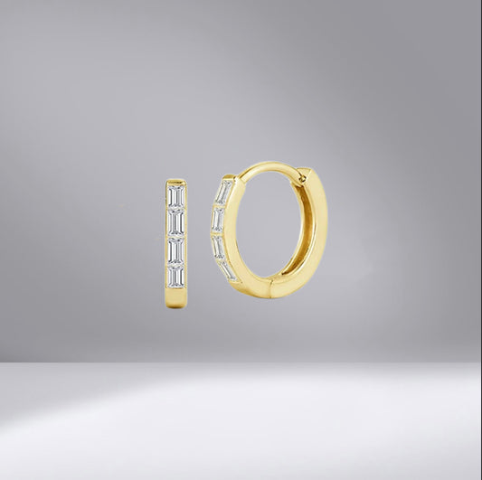 Petite Baguette Diamond Huggies