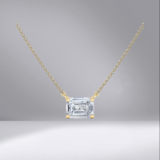 Single Emerald Diamond Necklace