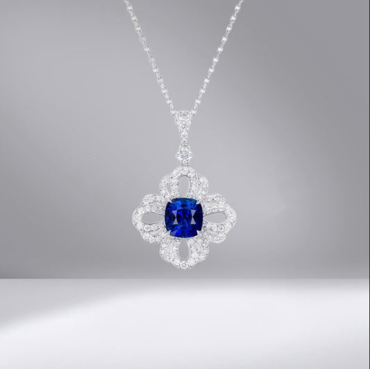 Sapphire Diamond Pedant Necklace