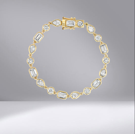 Mixed cut diamond bezel bracelet
