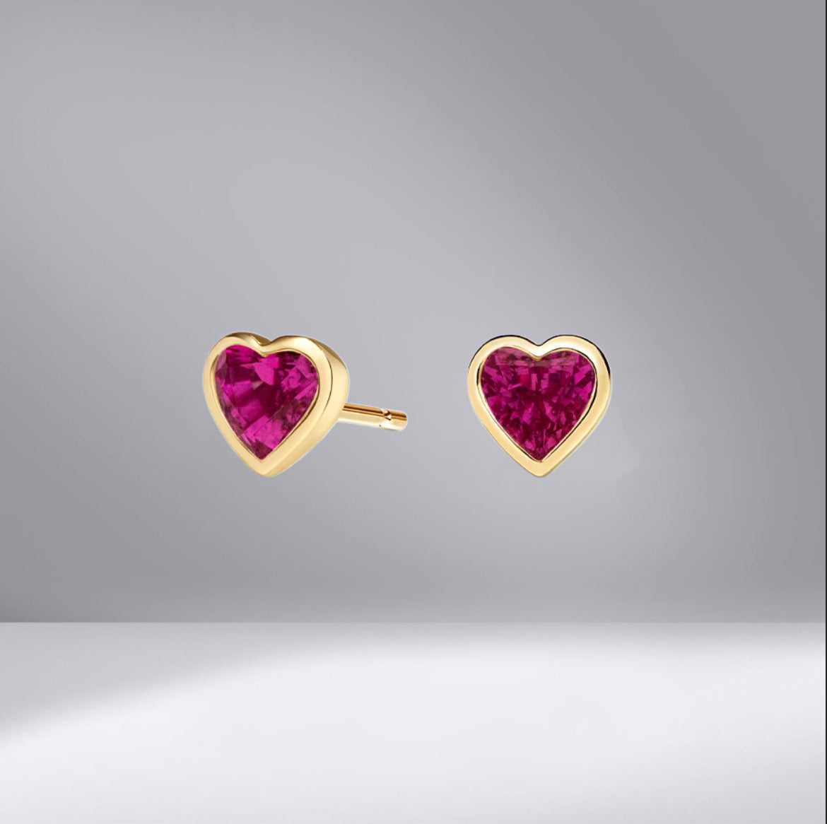 Heart Ruby Bezel Stud