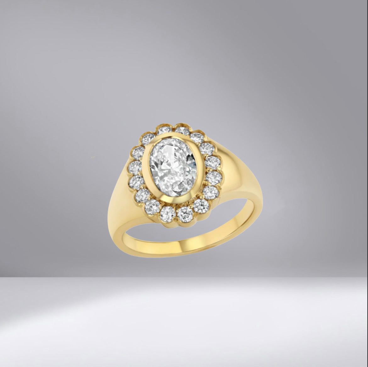 Oval Signet ring in diamond