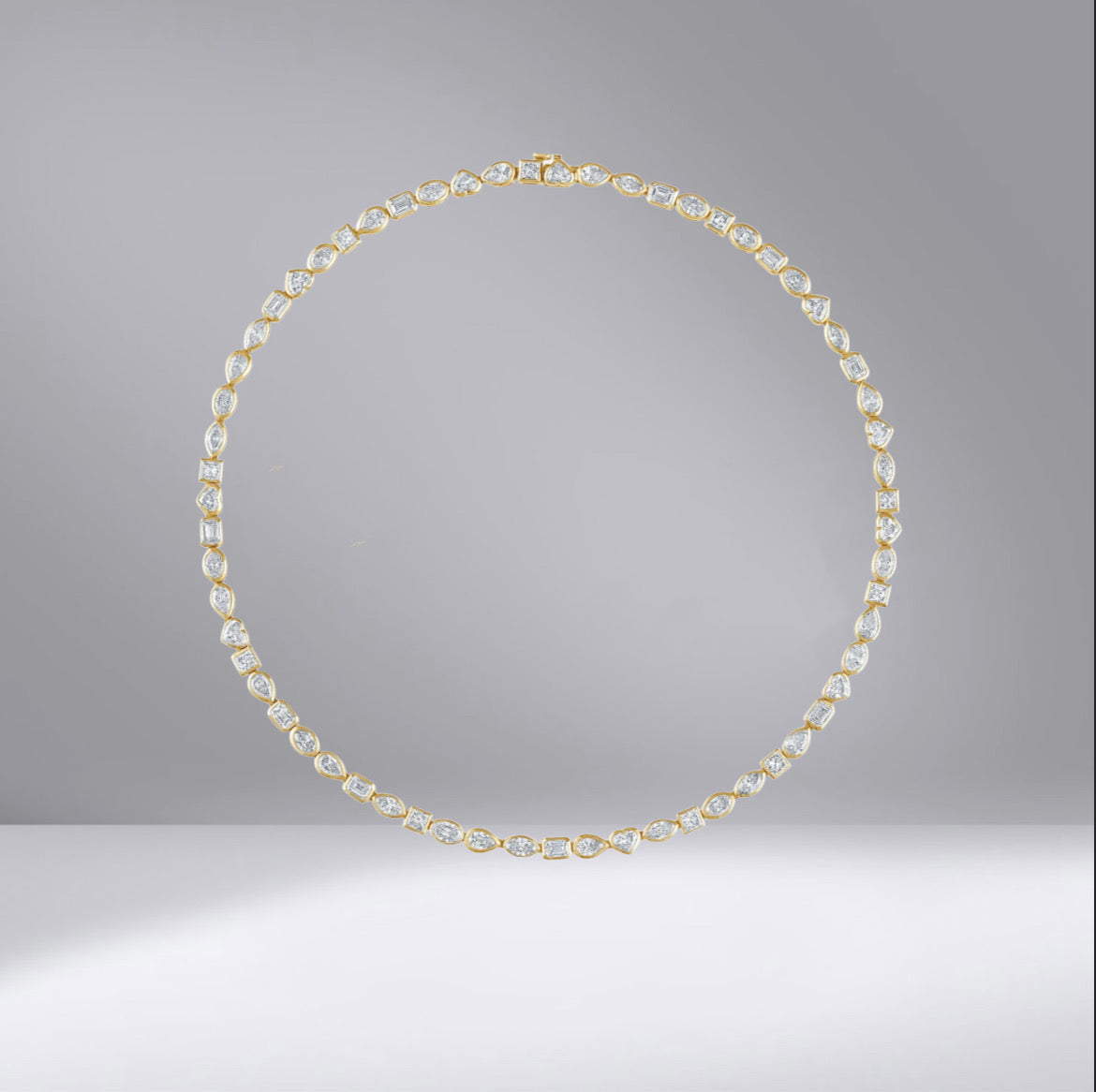 Fancy Cut Bezel Diamond Necklace