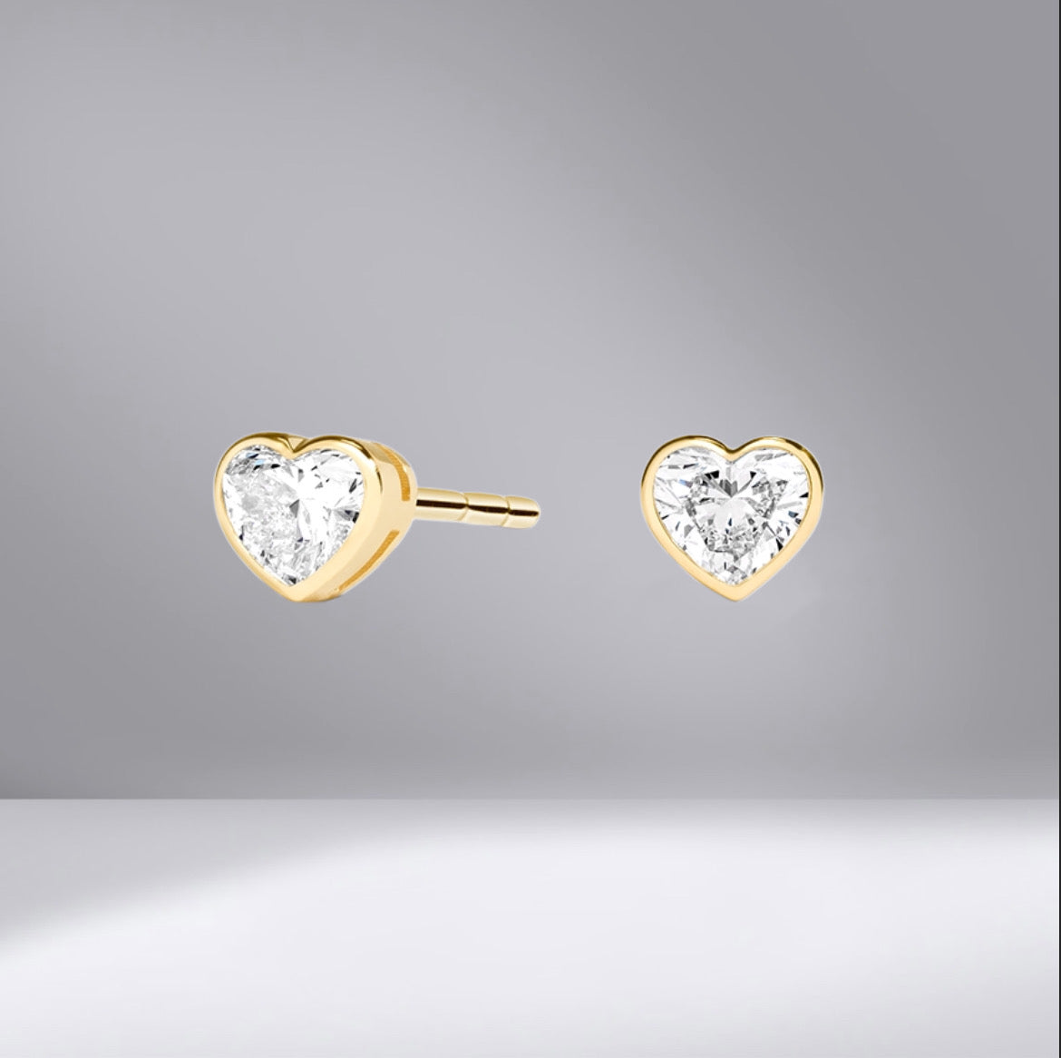 Heart Cut Bezel Studs