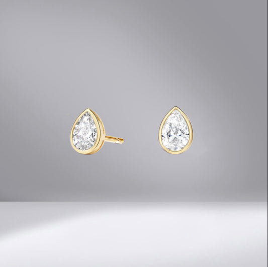 Pear Cut Bezel Studs