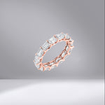 East-West Emerald Eternity Ring with rose gold ring