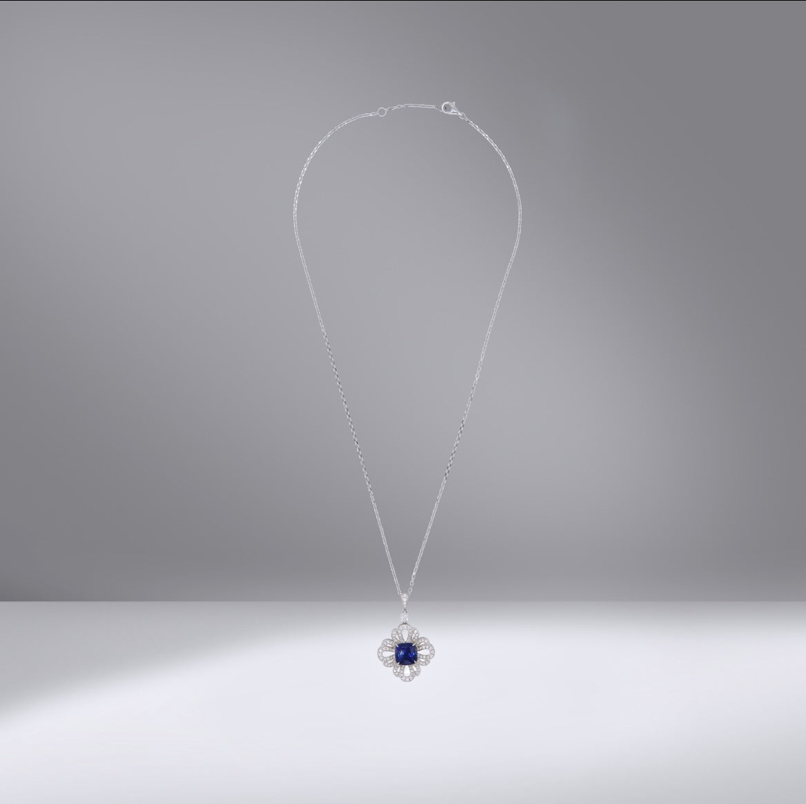 Sapphire Diamond Pedant Necklace