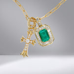 Cross Emerald Pendant Necklace