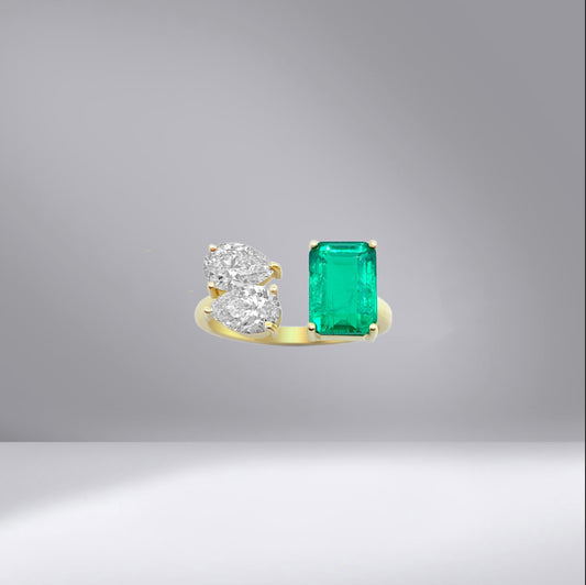 綠寶石鑽石Toi et Moi戒指